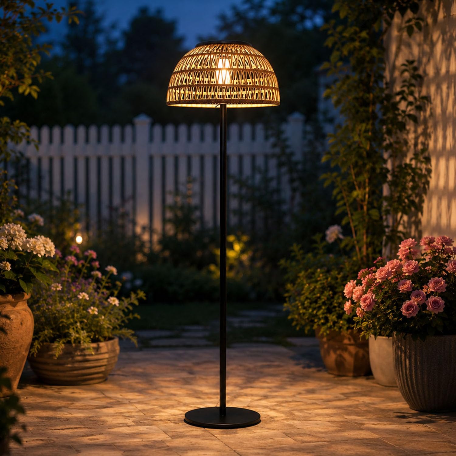 Usb Charger - Lampe de sol extérieure beige avec