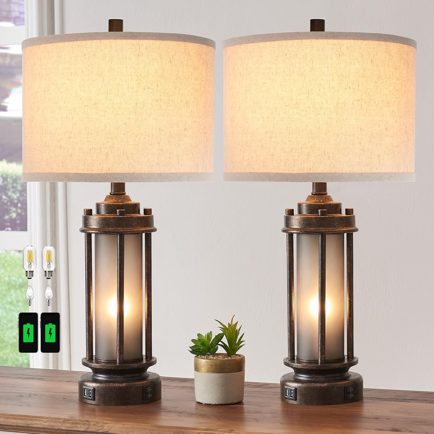 Usb Charger - Ensemble de 2 lampes de style