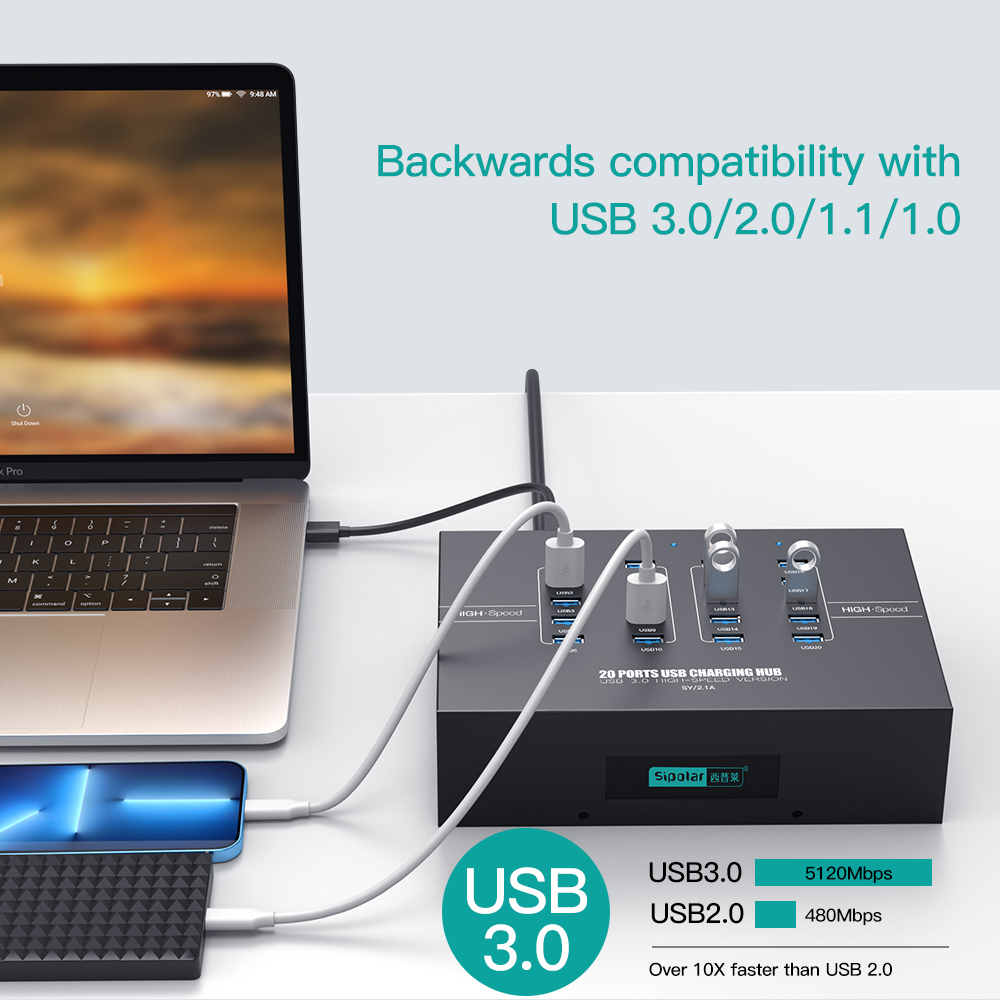 Hub de charge USB 3.0 à 20 por - Usb Hub avis et prix