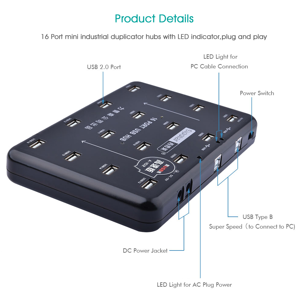 Hub USB 2.0 alimenté 16 ports  - Usb Hub avis et prix